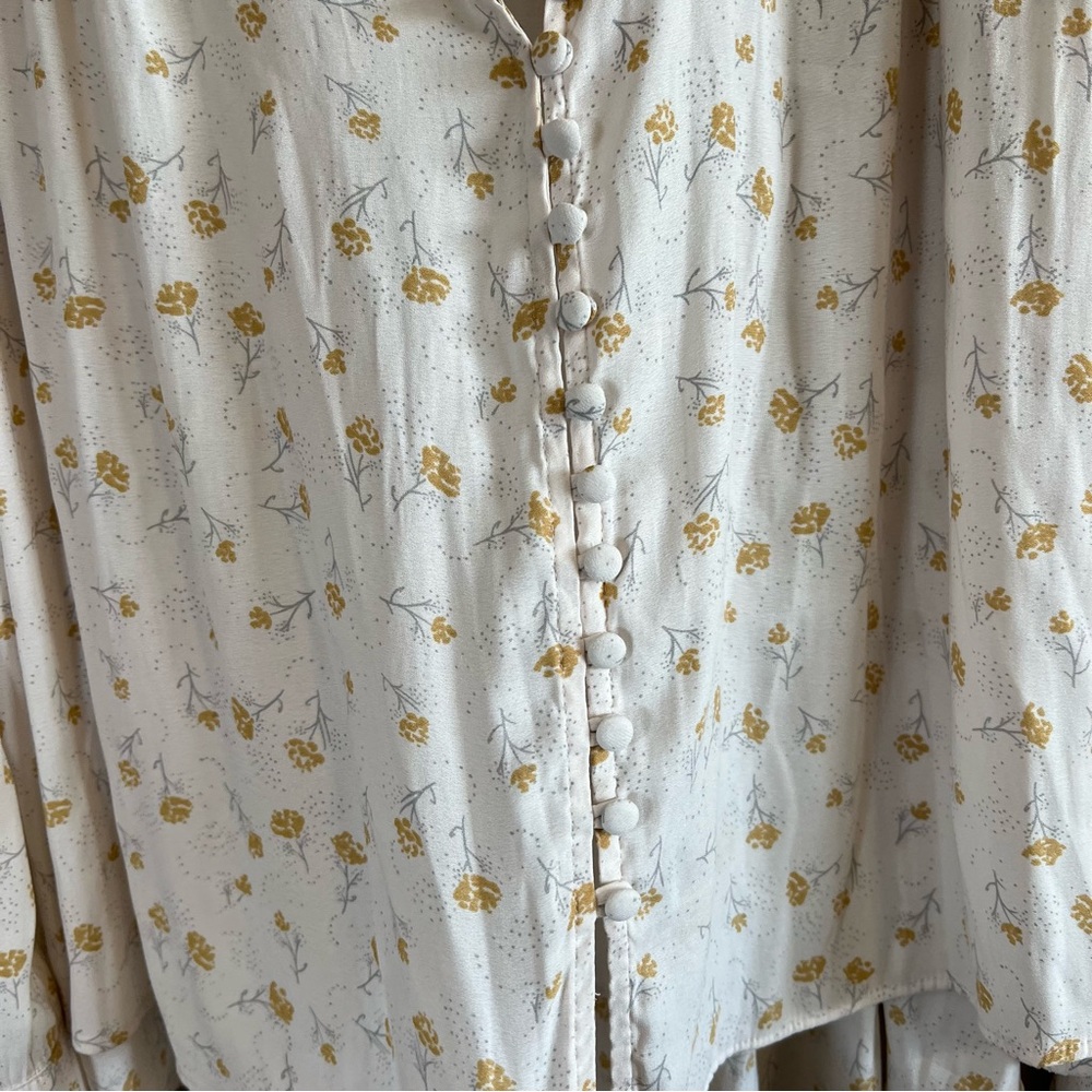 Free People Modern Muse Blouse Ivory Combo Small Button Down Top - Picture 9 of 9